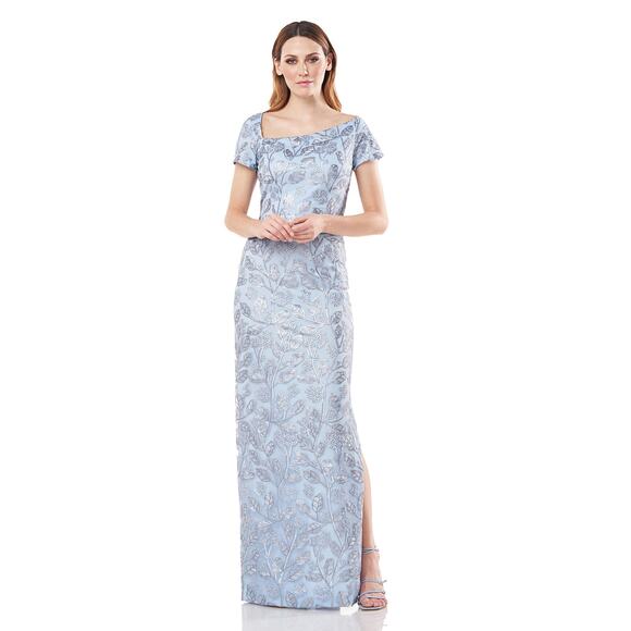 JS Collections Julia Cap Sleeves Column Gown Light Blue Size 10 NWOT - Picture 1 of 12